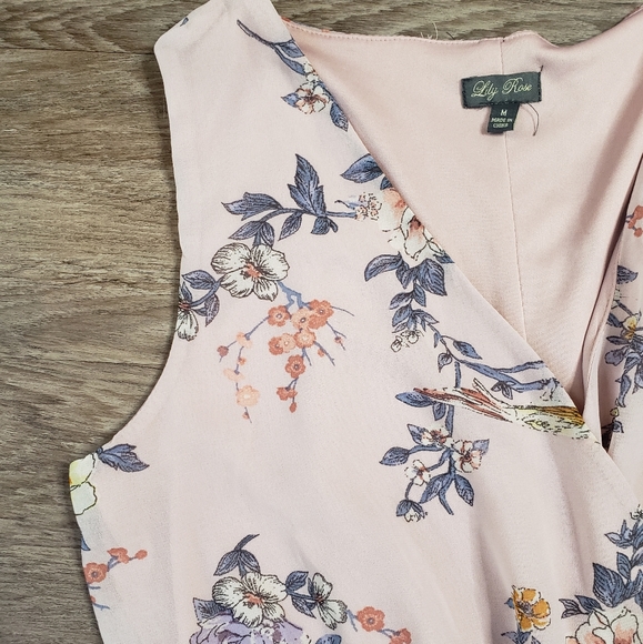 Lily Rose Lavender Floral Chiffon Maxi Dress Wrap Neckline Boho Peasant Girly MD - Picture 8 of 13